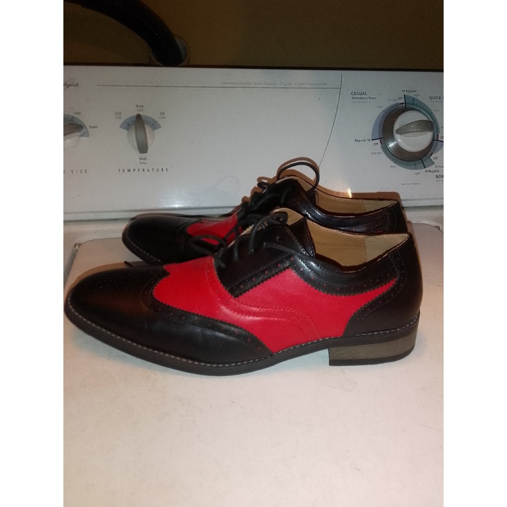 Mens Metro Charm Black& Red Two Toned Perforatal Wing Tip Lace Up Oxford...